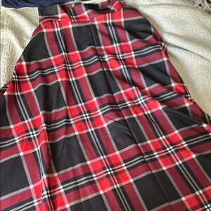 Agnes & Dora Red and Black Midi A-Line Skirt